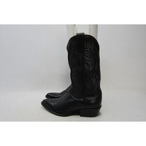Hacienda Youth Size 6.5 Black Leather Cowboy Western Boots